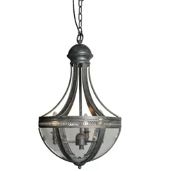 Casa Padrino Hängeleuchte Antik Grau Ø 43 x H. 75 cm - Laterne mit Glasschale