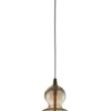 Casa Padrino Hängeleuchte Bronze / Bernsteinfarben Ø 29,7 x H. 29,9 cm - Pendelleuchte mit rundem Glas Lampenschirm