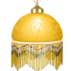 Casa Padrino Hängeleuchte im Landhausstil mit Glasfransen, Gold und Gelb, Durchmesser 25 cm