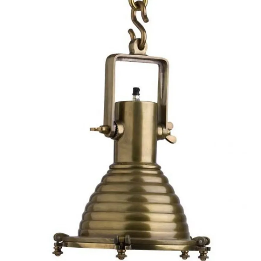 Casa Padrino Hängeleuchte Industrie Deckenleuchte aus Messing, 35 x H 48 cm, Industrial Design Lampe