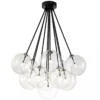 Casa Padrino Hängeleuchte Schwarz / Transparent Ø 66 x H. 95 cm - Moderne Pendelleuchte mit 13 Glaskugeln