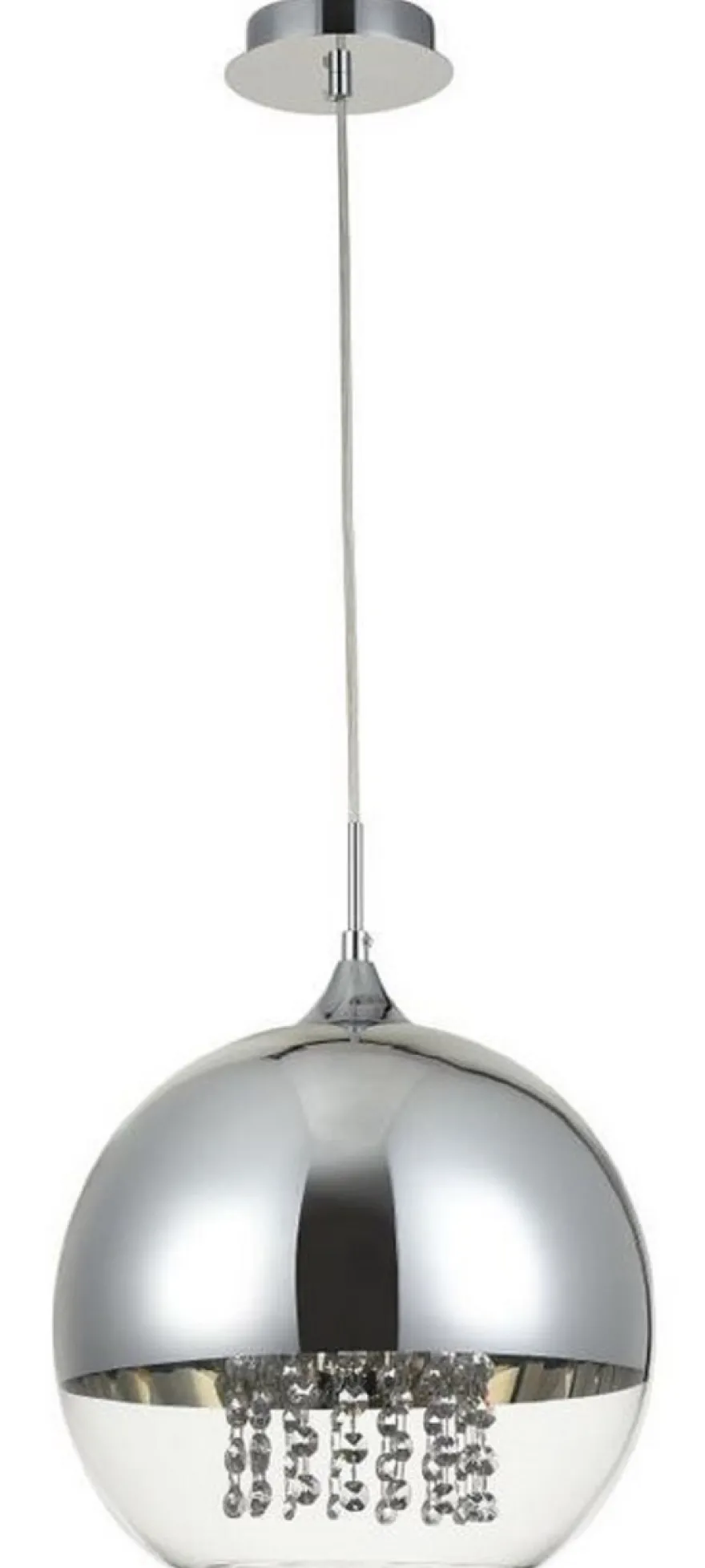 Casa Padrino Hängeleuchte Silber Ø 30 x H. 28 cm - Hängelampe mit rundem Lampenschirm und feinsten Kristall Behängen