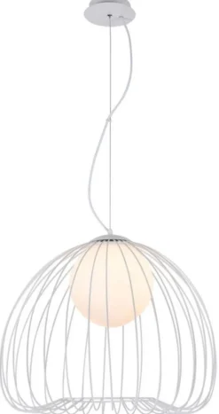 Casa Padrino Hängeleuchte Weiß Ø 50 x H. 41 cm - Leuchte aus geschwungenen Metallstäbchen