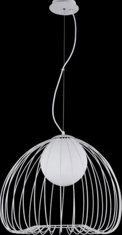 Casa Padrino Hängeleuchte Weiß Ø 50 x H. 41 cm - Leuchte aus geschwungenen Metallstäbchen