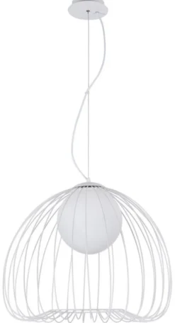 Casa Padrino Hängeleuchte Weiß Ø 50 x H. 41 cm - Leuchte aus geschwungenen Metallstäbchen