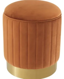 Casa Padrino Hocker Orange / Messing Ø 40 x H. 45 cm - Luxus Sitzhocker