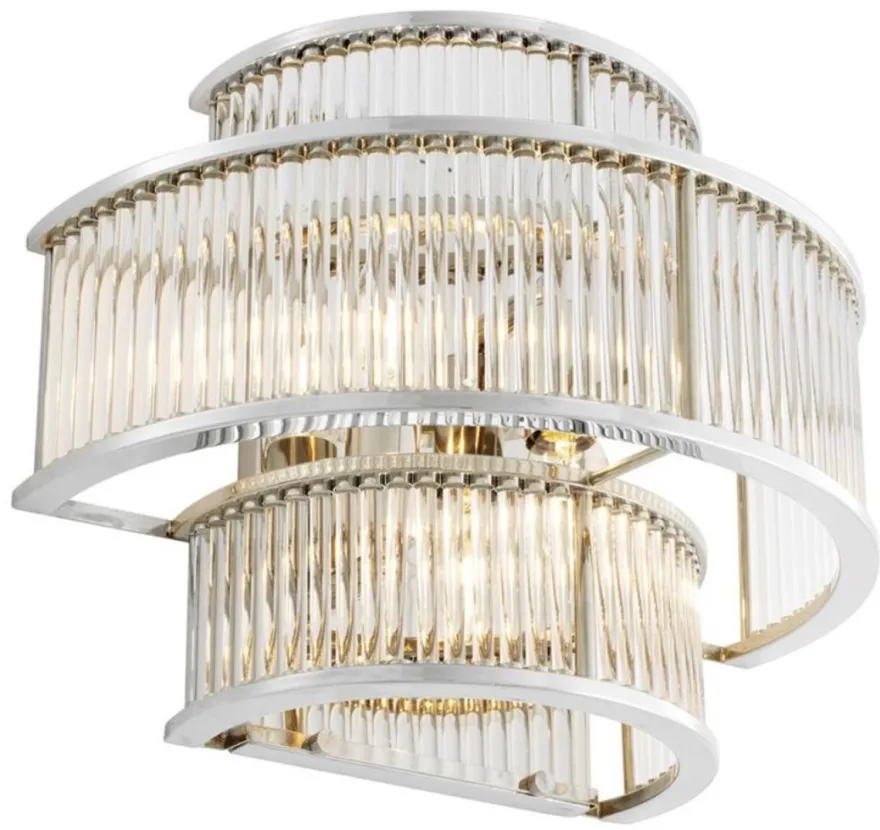 Casa Padrino Hotel Restaurant Wandlampe Silber 35 x 19 x H. 28 cm - Wohnzimmer Wandleuchte