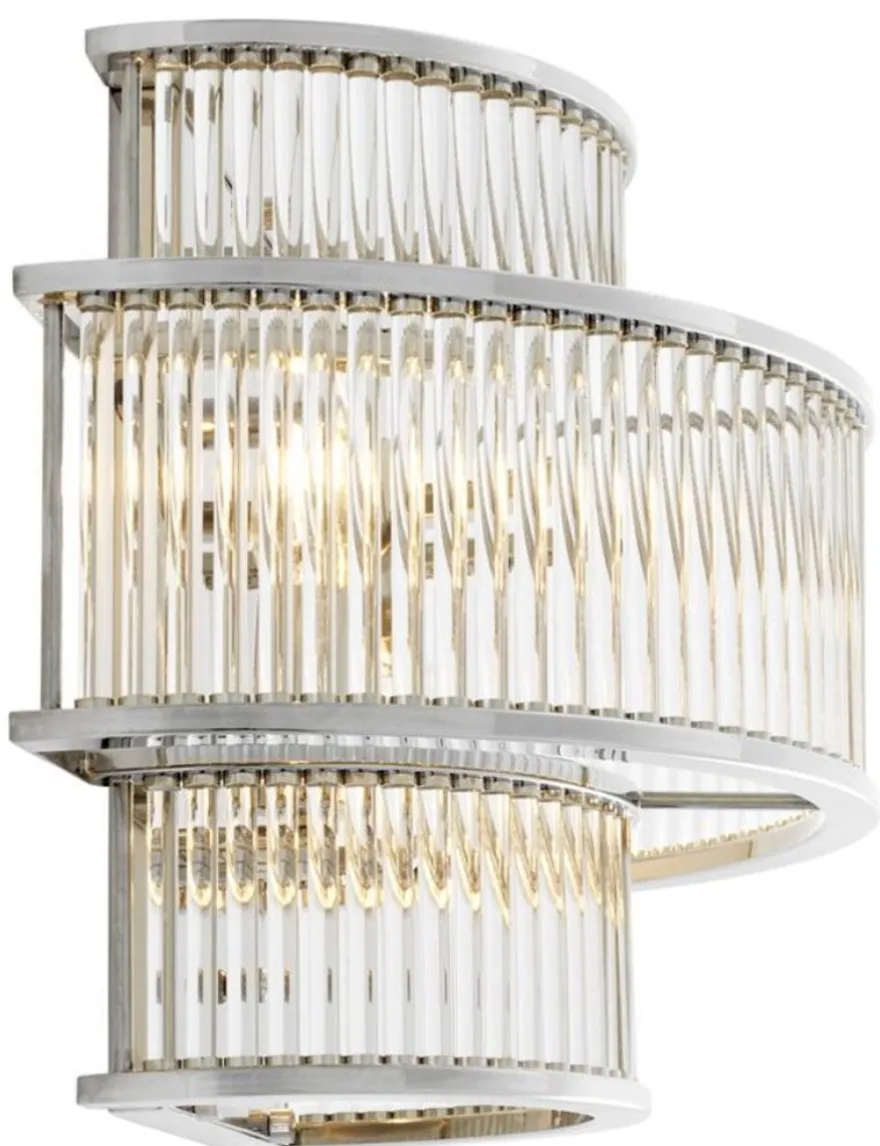 Casa Padrino Hotel Restaurant Wandlampe Silber 35 x 19 x H. 28 cm - Wohnzimmer Wandleuchte