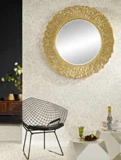 Casa Padrino Hotel / Restaurant Spiegel Gold Rund Ø 110 cm - Luxus Qualität Runder Spiele
