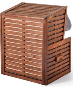 Casa Padrino Hunde Strandkorb mit Wassernapf Braun / Grau / Weiß 75 x 65 x H. 87 cm - Hunde Möbel - Tier Möbel - Garten Möbel - Outdoor Möbel