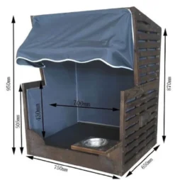 Casa Padrino Hunde Strandkorb mit Wassernapf Braun / Grau / Weiß 75 x 65 x H. 87 cm - Hunde Möbel - Tier Möbel - Garten Möbel - Outdoor Möbel