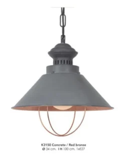 Casa Padrino Industrial Hängeleuchte in Betonfarben und Bronzefarben, 34 cm Durchmesser, Industrieleuchte aus Aluminium