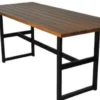 Casa Padrino Industrie Stil Biergarten Esstisch Dunkelbraun / Schwarz 120 x 80 x H. 75 cm - Rechteckiger Gartentisch mit Latten Tischplatte - Gastronomie & Garten Möbel