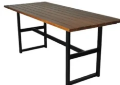 Casa Padrino Industrie Stil Biergarten Esstisch Dunkelbraun / Schwarz 120 x 80 x H. 75 cm - Rechteckiger Gartentisch mit Latten Tischplatte - Gastronomie & Garten Möbel