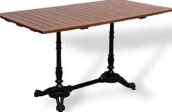Casa Padrino Industrie Stil Garten Esstisch Dunkelbraun / Schwarz 140 x 80 x H. 76 cm - Rechteckiger Gartentisch mit Massivholz Latten Tischplatte - Industrie Stil Gastronomie & Garten Möbel