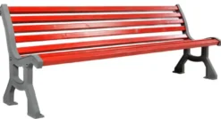 Casa Padrino Industrie Stil Gartenbank Rot / Grau 183 cm