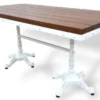 Casa Padrino Industrie Stil Garten Esstisch Dunkelbraun / Weiß 180 x 80 x H. 76 cm - Rechteckiger Gartentisch mit Massivholz Tischplatte - Industrie Stil Gastronomie & Garten Möbel