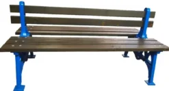 Casa Padrino Industrie Stil Gartenbank Doppelseitig Braun / Blau 180 cm