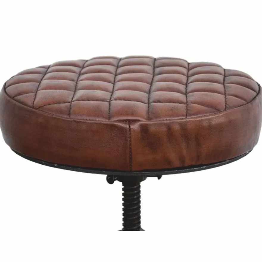 Casa Padrino Industrie Stil Hocker Schwarz / Braun H. 50 cm - Industrie Stil Möbel