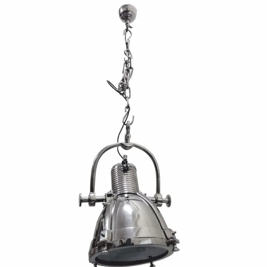 Casa Padrino Industrie Stil Metall Hängeleuchte / Studioleuchte Silber 57 x 34 x H. 40 cm
