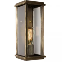 Casa Padrino Jugendstil Außenwandleuchte 15 x 15 x H. 35 cm - Bronze - Nostalgische Wetterfeste Außenleuchte