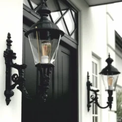 Casa Padrino Jugendstil Außenwandleuchte Schwarz H. 74 cm - Nostalgische Außenbeleuchtung