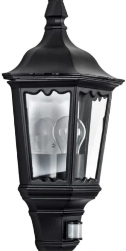 Casa Padrino Jugendstil Außenwandleuchte mit Bewegungssensor Schwarz 20 x 12 x H. 50 cm - Balkon Garten Terrassen Außenleuchte