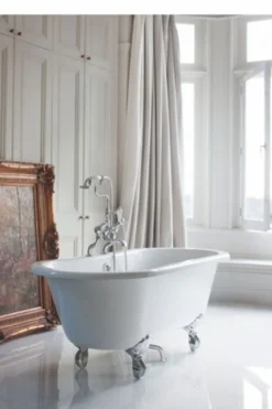 Casa Padrino Jugendstil Badewanne freistehend 1500mm BWin Weiß - Freistehende Retro Antik Badewanne