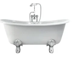 Casa Padrino Jugendstil Badewanne Naturstein freistehend 1700mm BCha Weiß - Freistehende Retro Antik Badewanne