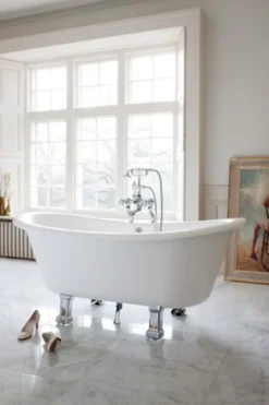 Casa Padrino Jugendstil Badewanne Naturstein freistehend 1700mm BCha Weiß - Freistehende Retro Antik Badewanne