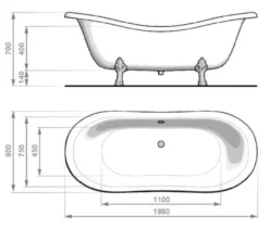 Casa Padrino Jugendstil Badewanne Rosa / Weiß / Silber 188 cm - Freistehende Retro Stil Badewanne