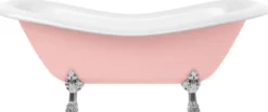 Casa Padrino Jugendstil Badewanne Rosa / Weiß / Silber 188 cm - Freistehende Retro Stil Badewanne