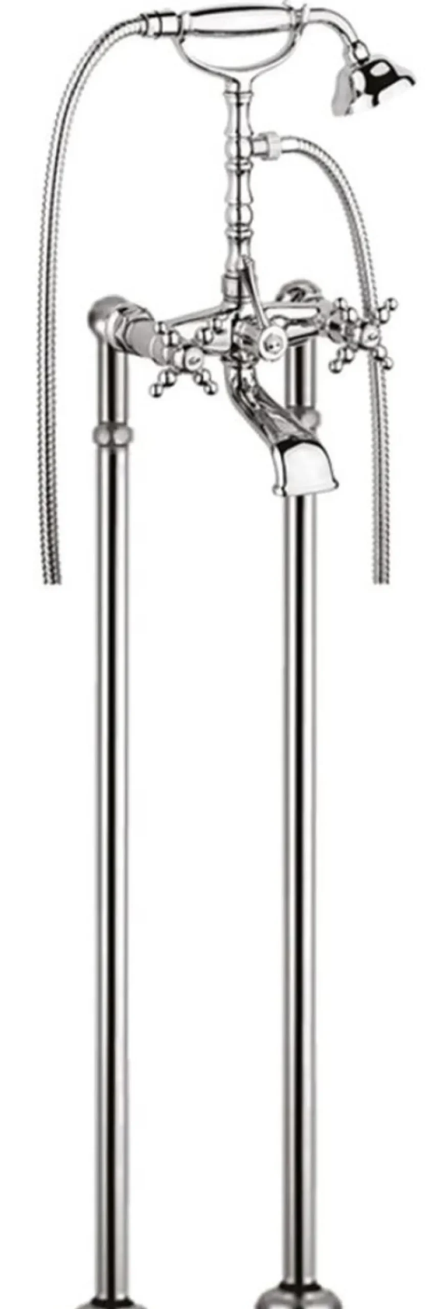 Casa Padrino Jugendstil Badewannen Armatur Gold H. 105,5 cm - Nostalgische Badezimmer Badewannen Armatur mit Brause und Standfüßen