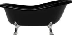 Casa Padrino Jugendstil Badewanne Schwarz / Silber 168 cm - Freistehende Retro Stil Badewanne
