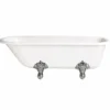 Casa Padrino Jugendstil Badewanne Weiß / Silber 170 cm - Freistehende Gusseisen Badewanne