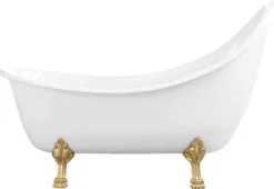 Casa Padrino Jugendstil Badewanne Weiß / Gold 180 cm - Freistehende Retro Stil Badewanne