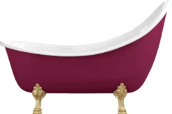 Casa Padrino Jugendstil Badewanne Lila / Weiß / Gold 180 cm - Freistehende Retro Stil Badewanne