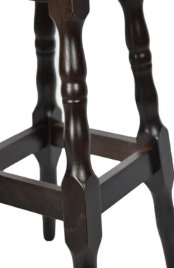 Casa Padrino Jugendstil Barhocker Schwarz / Dunkelbraun H. 80 cm - Runder Kunstleder Barstuhl