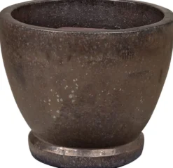 Casa Padrino Jugendstil Blumentopf Schwarz / Bronze Ø 52 x H. 43 cm - Handgefertigter runder Terracotta Pflanzentopf - Garten & Terrassen Deko Accessoires