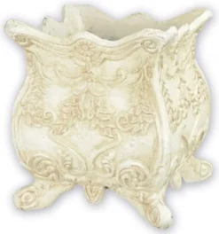 Casa Padrino Jugendstil Blumentopf Weiß 20 x 20 x H. 21,2 cm - Eleganter Gusseisen Pflanzentopf - Barock & Jugendstil Garten & Terrassen Deko Accessoires
