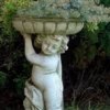 Casa Padrino Jugendstil Blumentopf mit Skulptur Antik Grau Ø 50 x H. 86 cm - Pflanzentopf - Gartendeko
