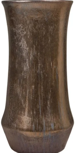 Casa Padrino Jugendstil Blumentopf Bronzefarben Ø 43 x H. 87 cm - Handgefertigter runder Terracotta Pflanzentopf - Garten & Terrassen Deko Accessoires