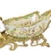 Casa Padrino Jugendstil Blumenschale mit dekorativen Engelsfiguren Mehrfarbig / Gold 46,6 x 19,2 x H. 23,5 cm - Porzellan Pflanzenschale - Barock & Jugendstil Deko Accessoires