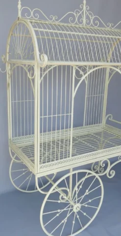 Casa Padrino Jugendstil Blumenwagen Weiß 140 x 95 x H. 210 cm - Nostalgischer Pflanzenwagen - Rustikale Garten & Terrassen Deko Accessoires
