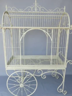 Casa Padrino Jugendstil Blumenwagen Weiß 140 x 95 x H. 210 cm - Nostalgischer Pflanzenwagen - Rustikale Garten & Terrassen Deko Accessoires