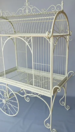 Casa Padrino Jugendstil Blumenwagen Weiß 140 x 95 x H. 210 cm - Nostalgischer Pflanzenwagen - Rustikale Garten & Terrassen Deko Accessoires