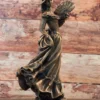 Casa Padrino Jugendstil Bronze Skulptur Dame Bronzefarben / Schwarz 17 x 12 x H. 33 cm - Bronze Skulptur mit Marmorsockel - Barock & Jugendstil Deko Accessoires