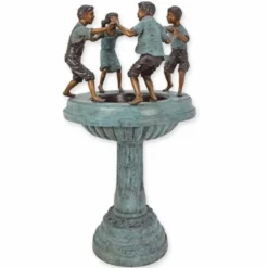Casa Padrino Jugendstil Bronze Springbrunnen 4 Kinder H. 135 cm - Garten Deko