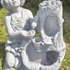 Casa Padrino Jugendstil Brunnen Grau H. 59 cm - Eleganter Garten & Terrassen Deko Stein Brunnen - Barock & Jugendstil Garten & Terrassen Deko Accessoires