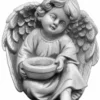 Casa Padrino Jugendstil Deko Skulptur Engel mit Teelichthalter Grau 14 x 8 x H. 22 cm - Elegante Deko Stein Figur - Wohnzimmer Deko - Garten Deko - Barock & Jugendstil Deko Accessoires